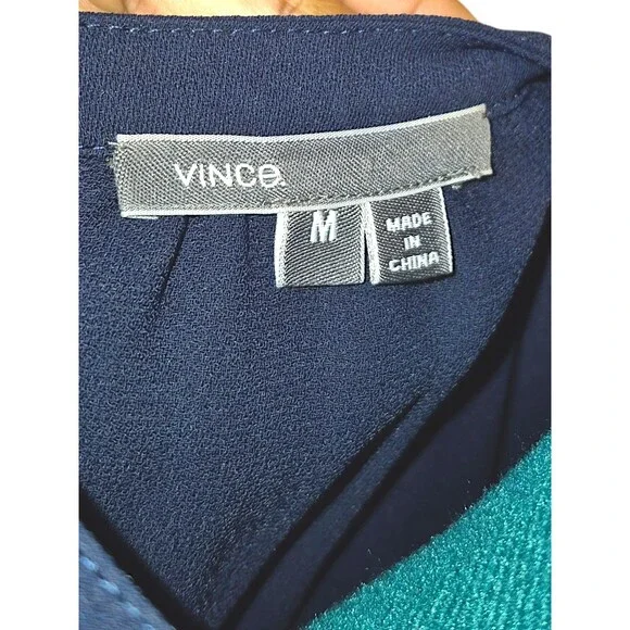 VINCE POPOVER WOMEN'S NAVY BLUE MINIMALIST CAREER BASIC POPLIN DRESS Size M - Picture 3 of 8